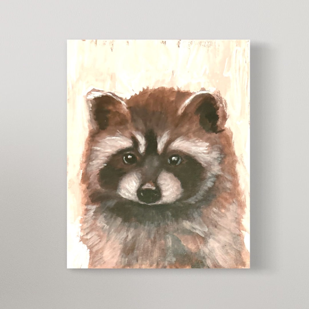 Baby Raccoon painting on canvas.