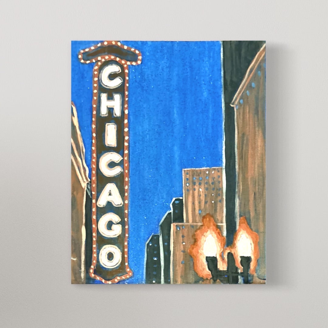 Chicago sign Painting. 8x10 canvas with acrylic paint.