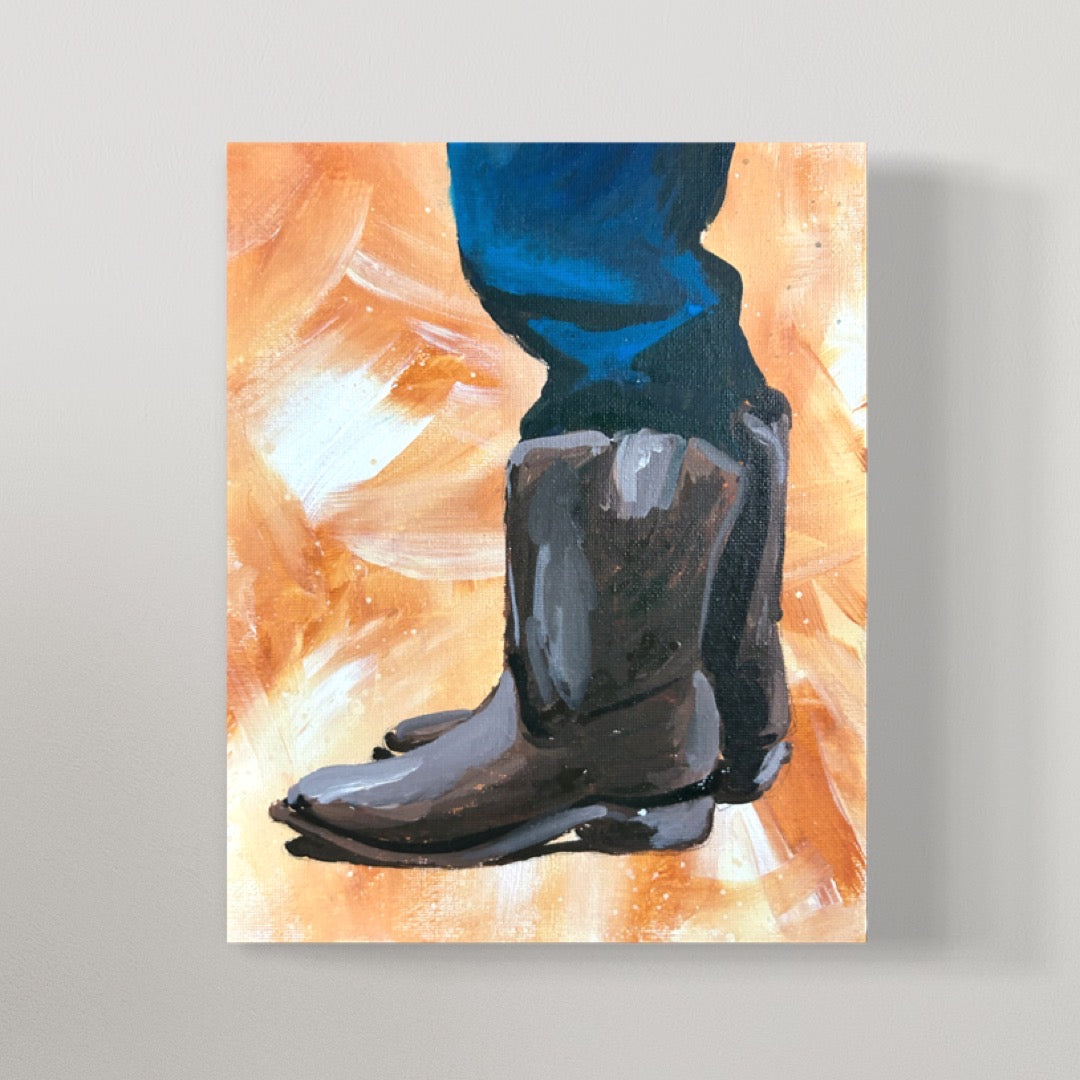 Cowboy painting kit on canvas