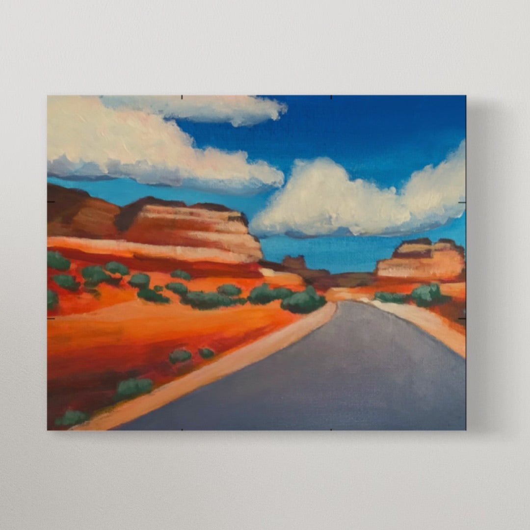 desert open road painting on canvas