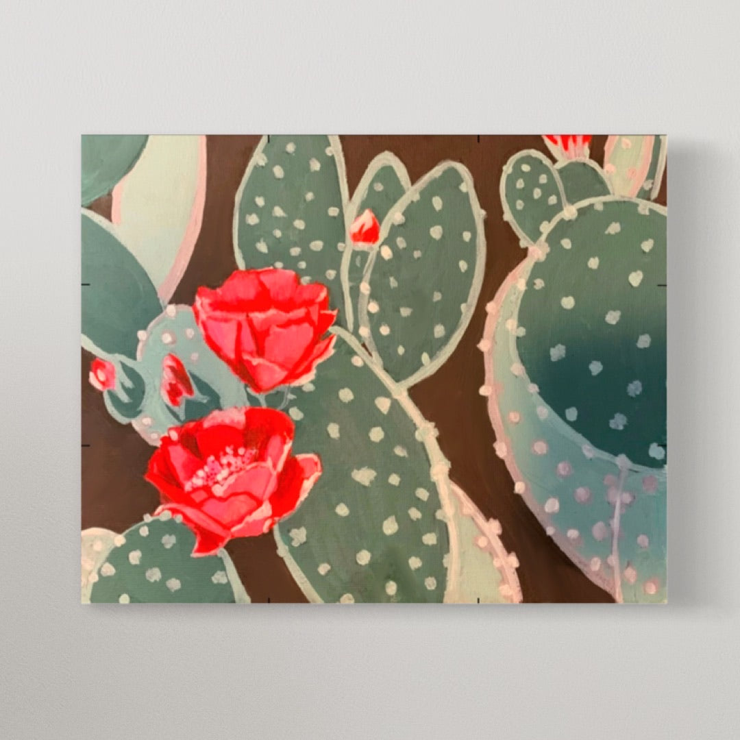 flowering cactus painting on canvas