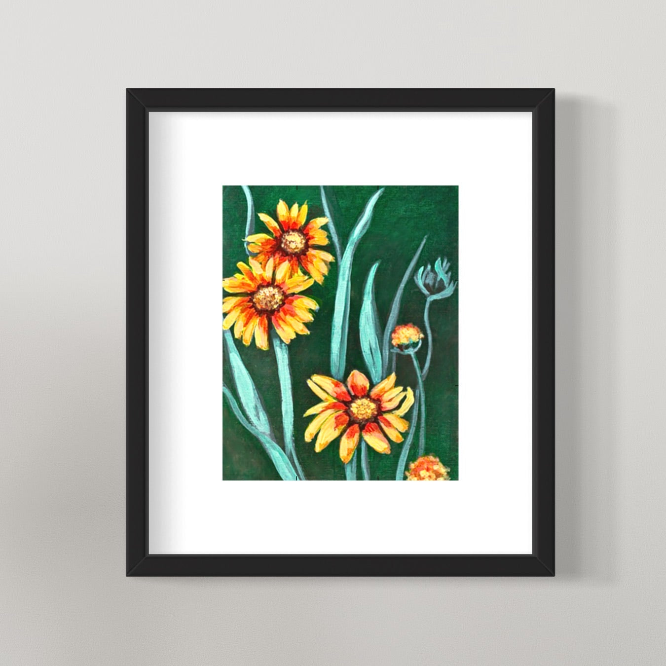 photo of framed Golden Spring Flowers painting