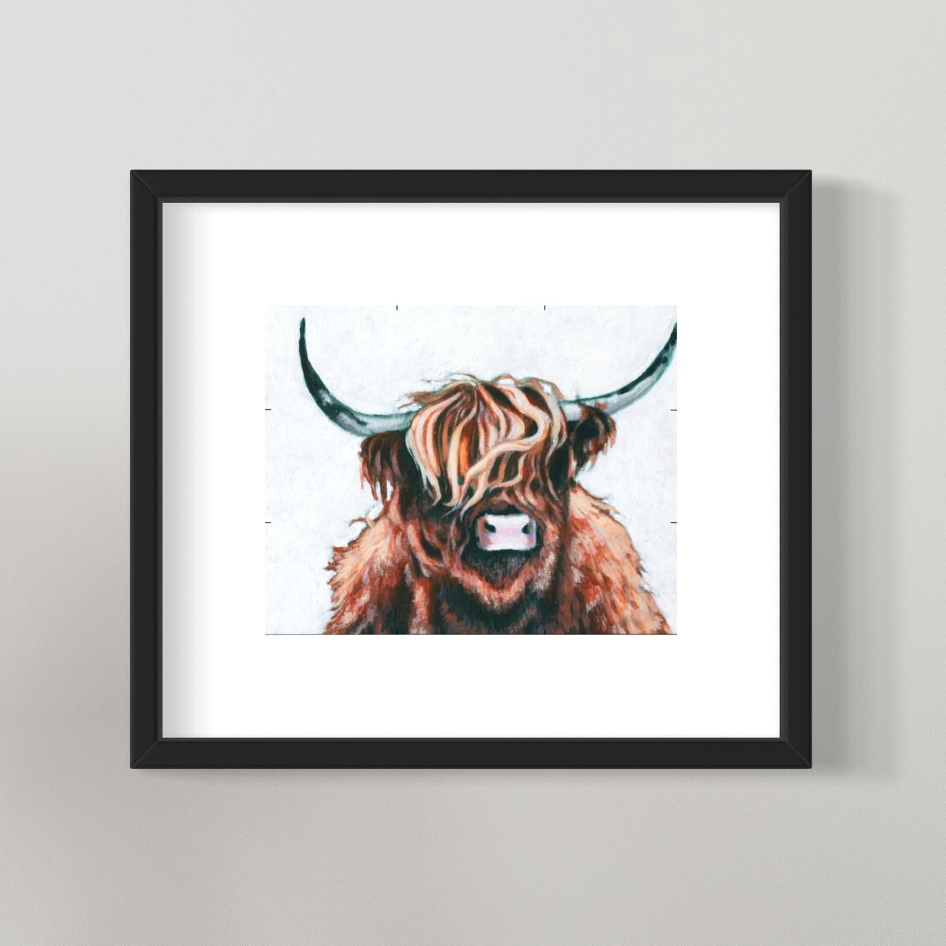 framed photo of Highland Cow Painting