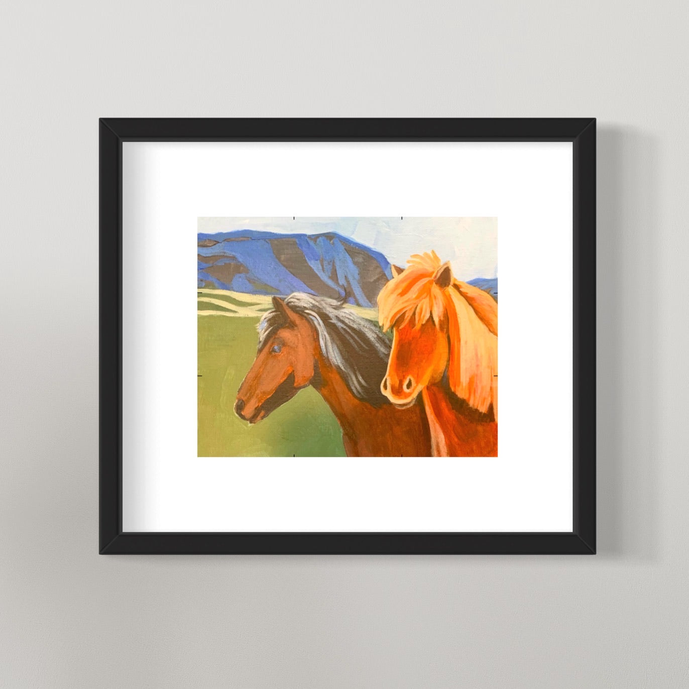 photo of framed American Wild Horses painting