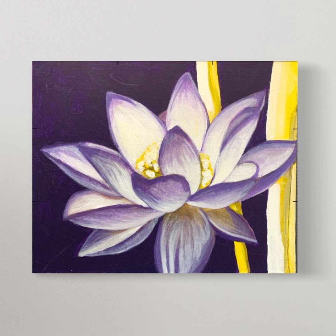 Purple Lotus Flower painting on canvas