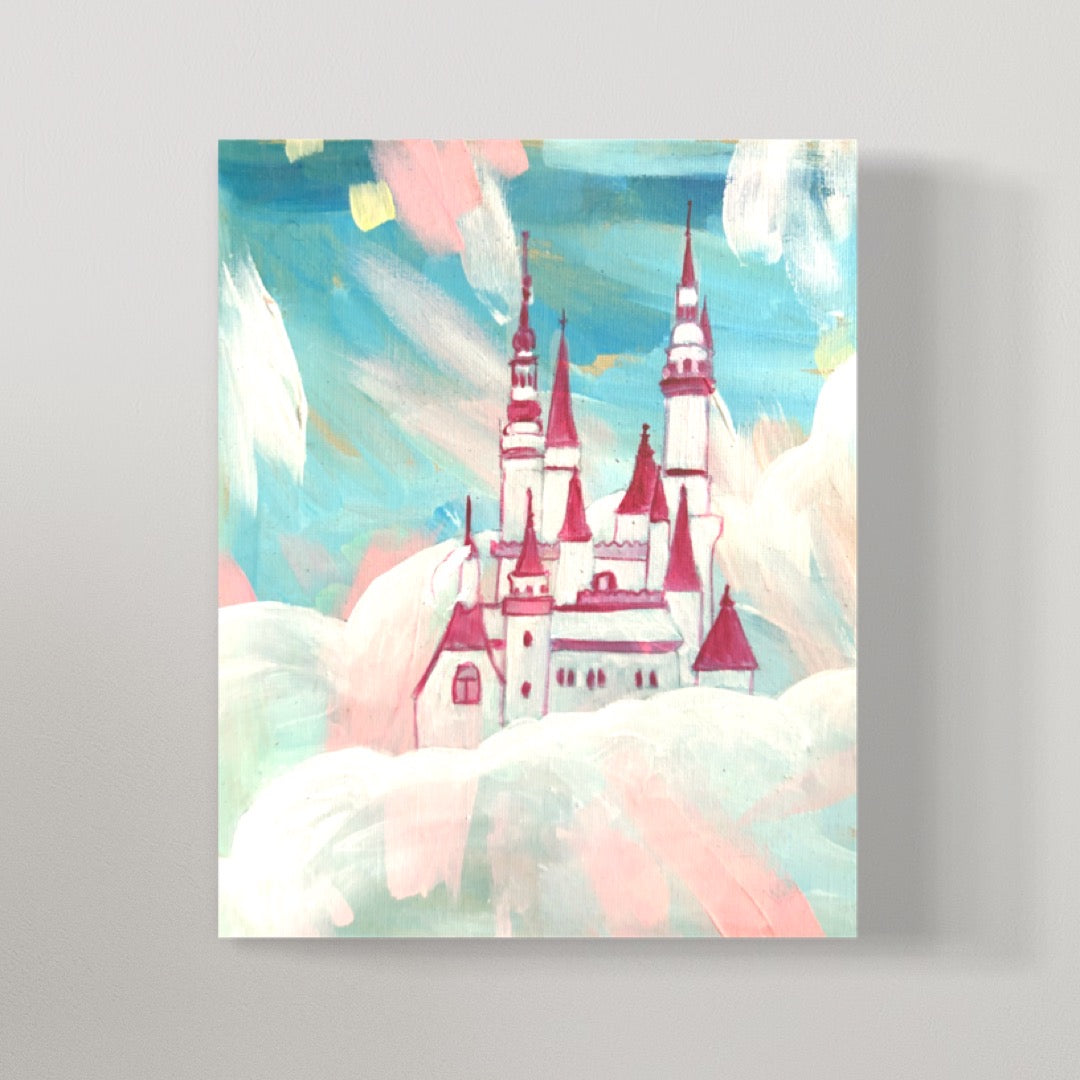 Pink Castle Painting on Canvas