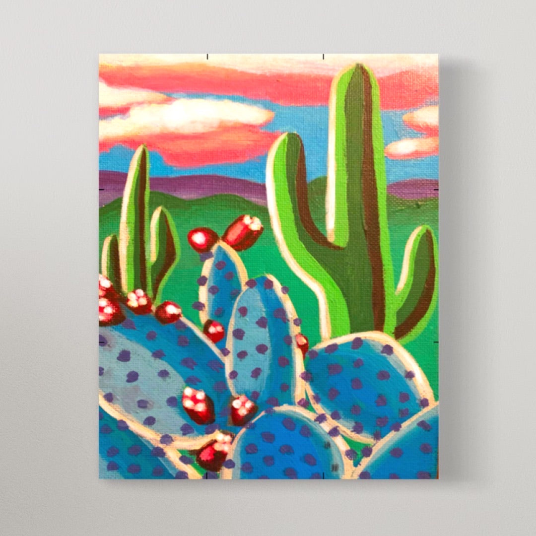 Funky Cactus MINI Painting Kit by the Brush Bar, Prickly Pear Paint Kit, Painting  Supplies, Southwest Art, Desert Painting 