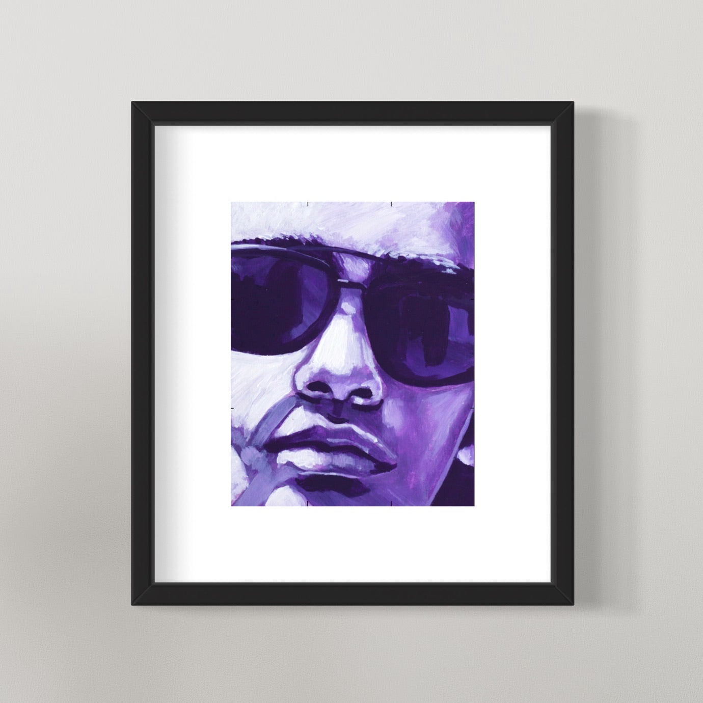 photo of framed purple sunglasses painting