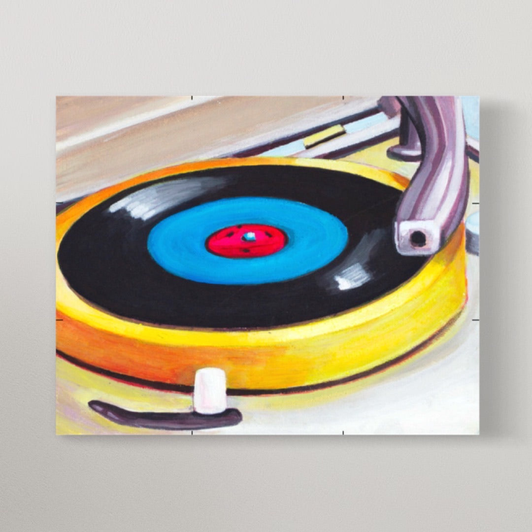 DJ Play My Song Painting on canvas - painting of a record player in vibrant colors