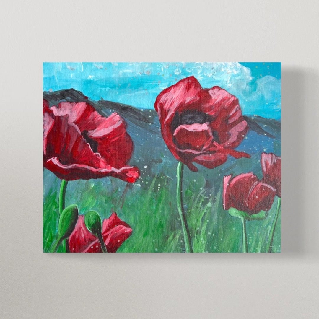 Red Poppy Flowers Field Painting Kit