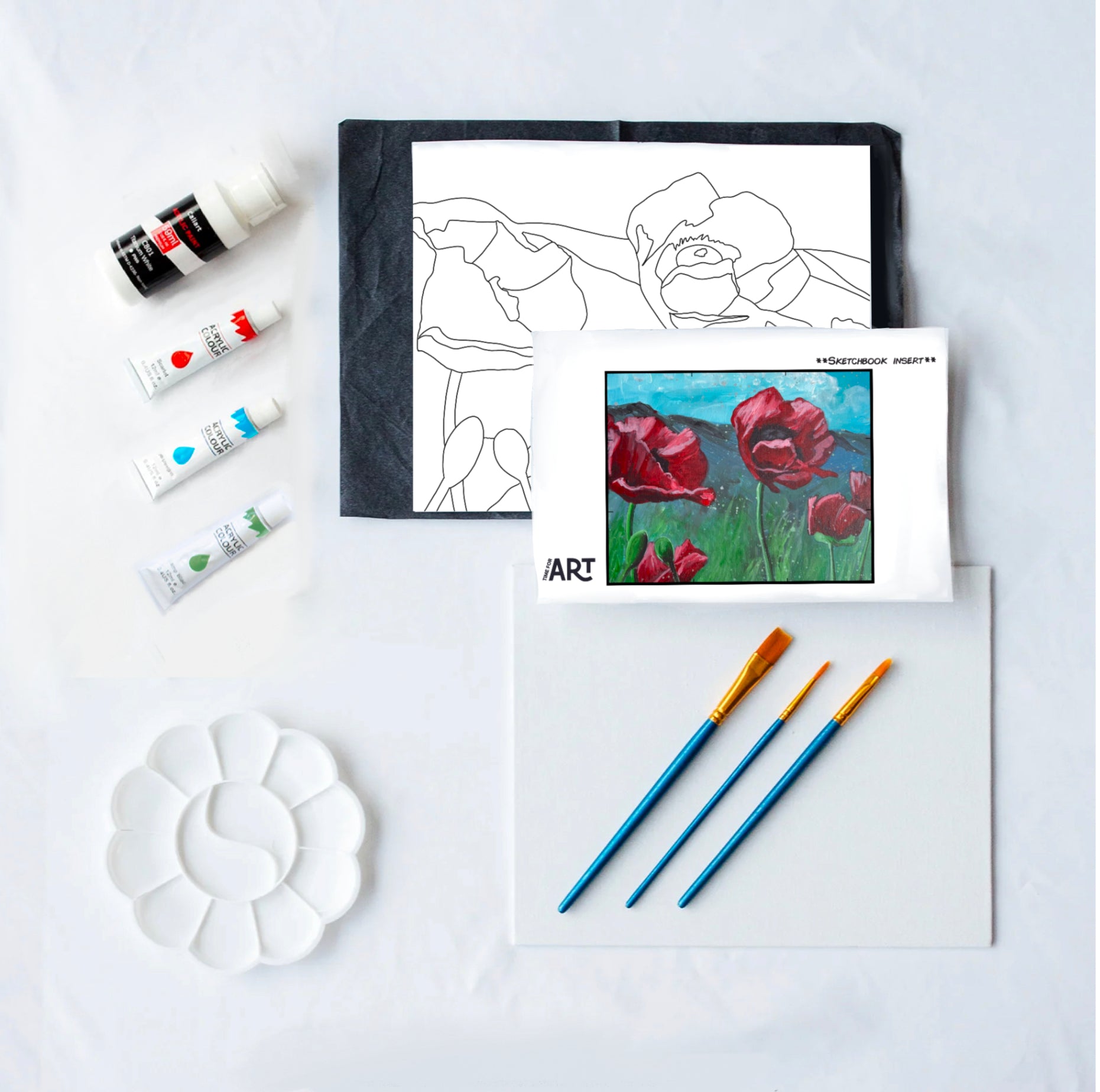 Red Poppy Flowers Field Painting Kit