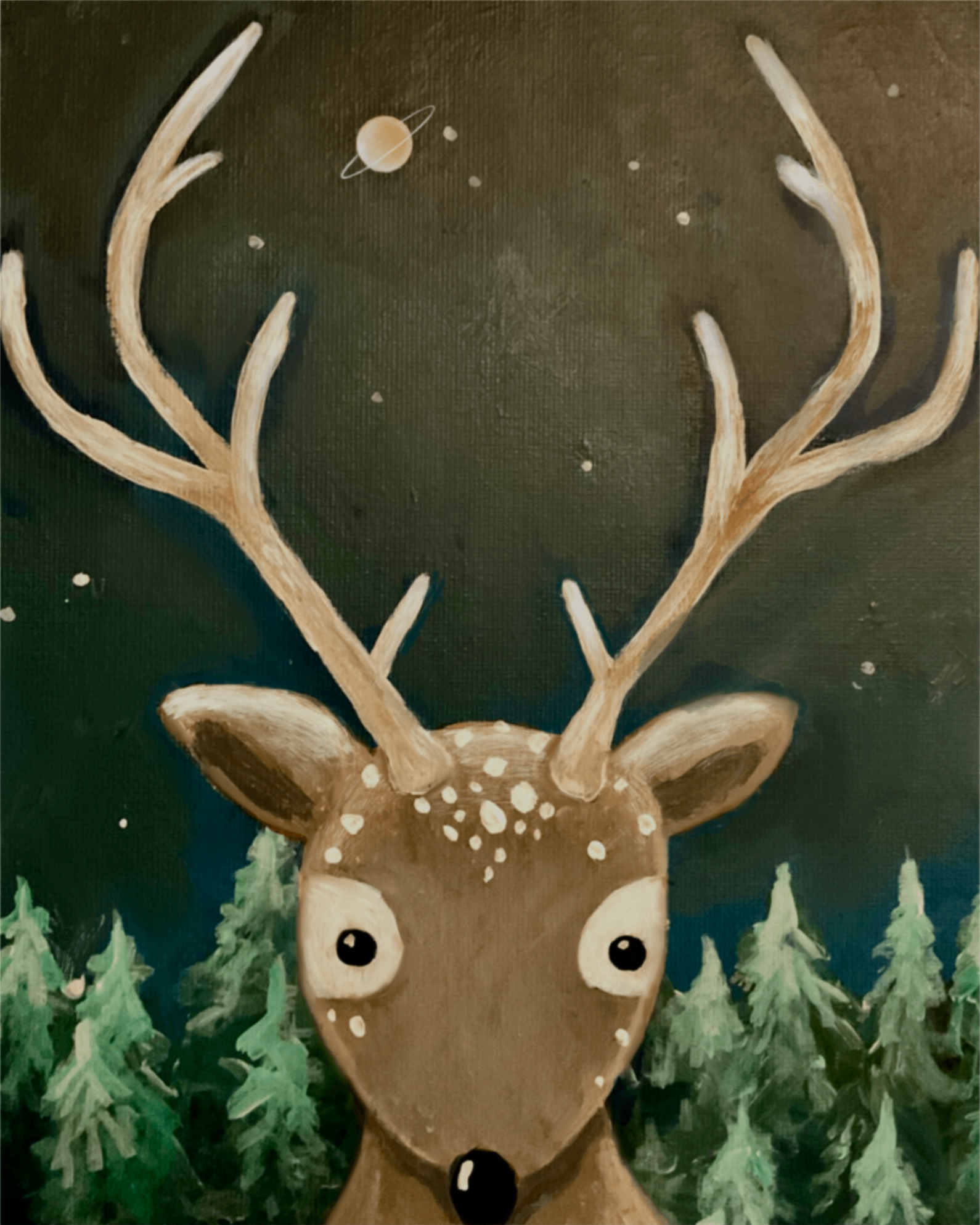 Christmas Reindeer Painting on Canvas