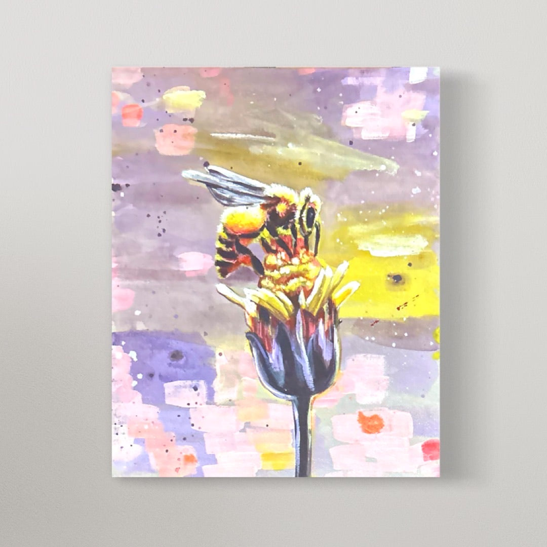 Springtime Queen Bee Abstract Painting Kit on Canvas.