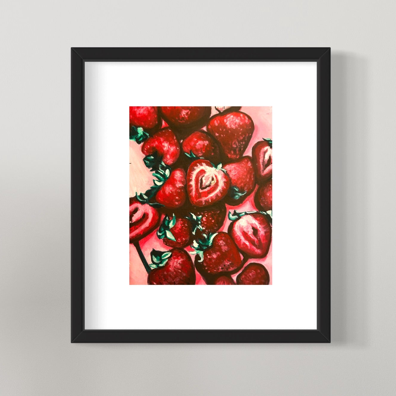 photo of framed Sweet Strawberry Summer Painting
